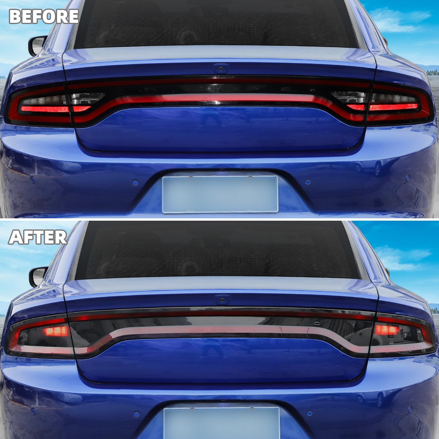 Tail Light & Front Headlight Turn Light Cover Trim Kit 6Pcs Compatible with 2015-2026 Dodge Charger (Smoke Black)