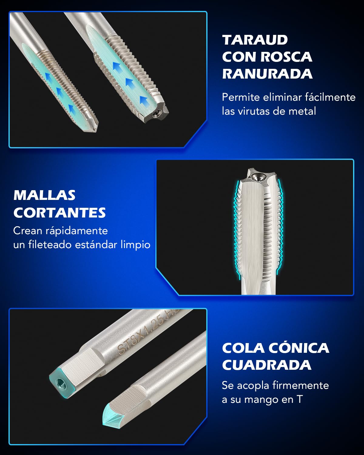 Orion Motor Tech 131 PCS Kits de Reparación de Roscas M5 M6 M8 M10 M12 Herramientas de Instalación para Reparar Agujeros de Tornillos Kit Helicoli para Automóvil