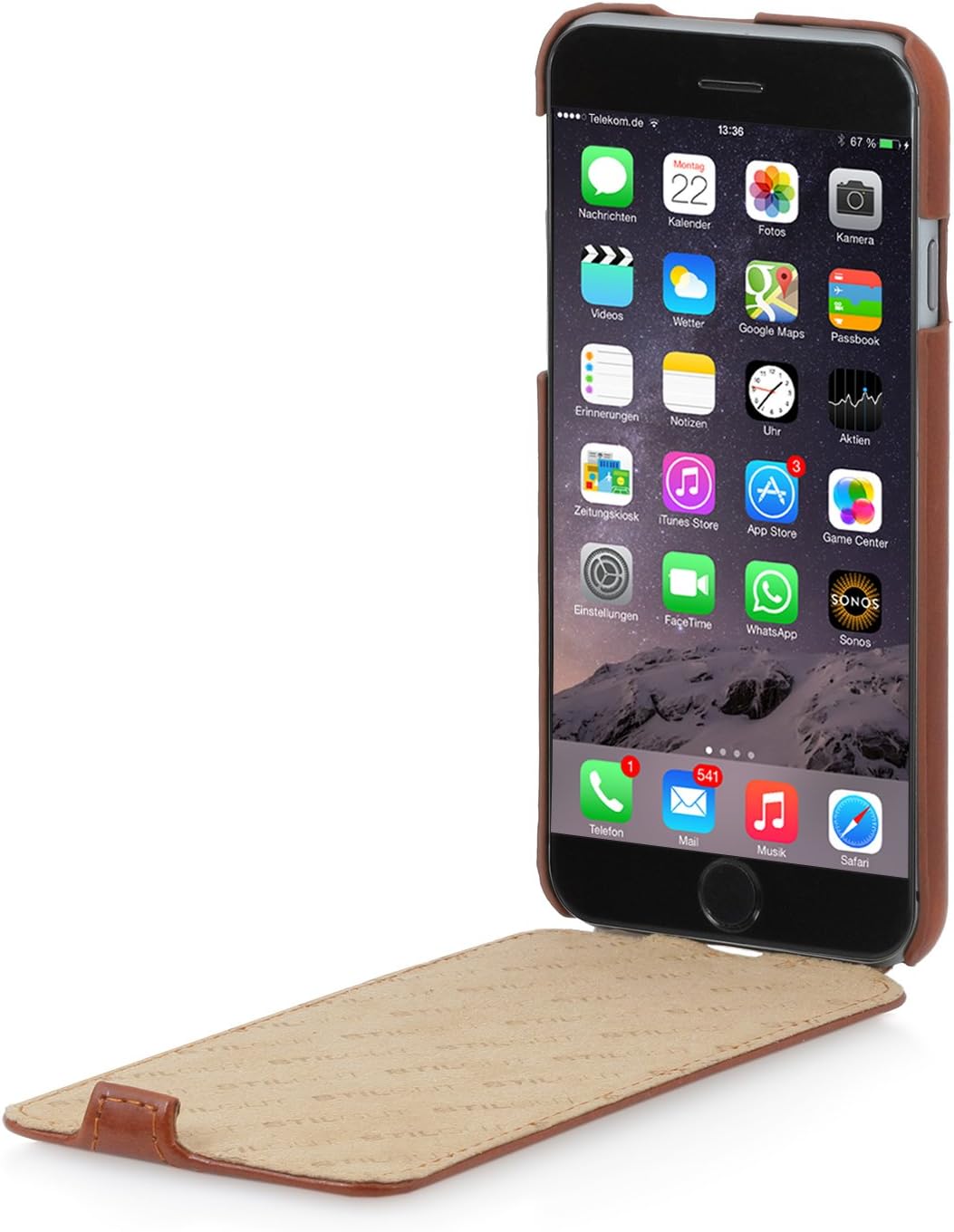 StilGut® UltraSlim, Genuine Leather Case for iPhone 6 & iPhone 6s (4.7''), Cognac Brown