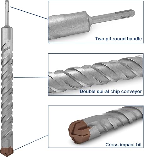 Miniatura 9 de E&K Broca de martillo rotatorio SDS Plus de 1-38 pulgadas para anclar en cemento de piedra de mampostería de cemento de esgrima de paneles de