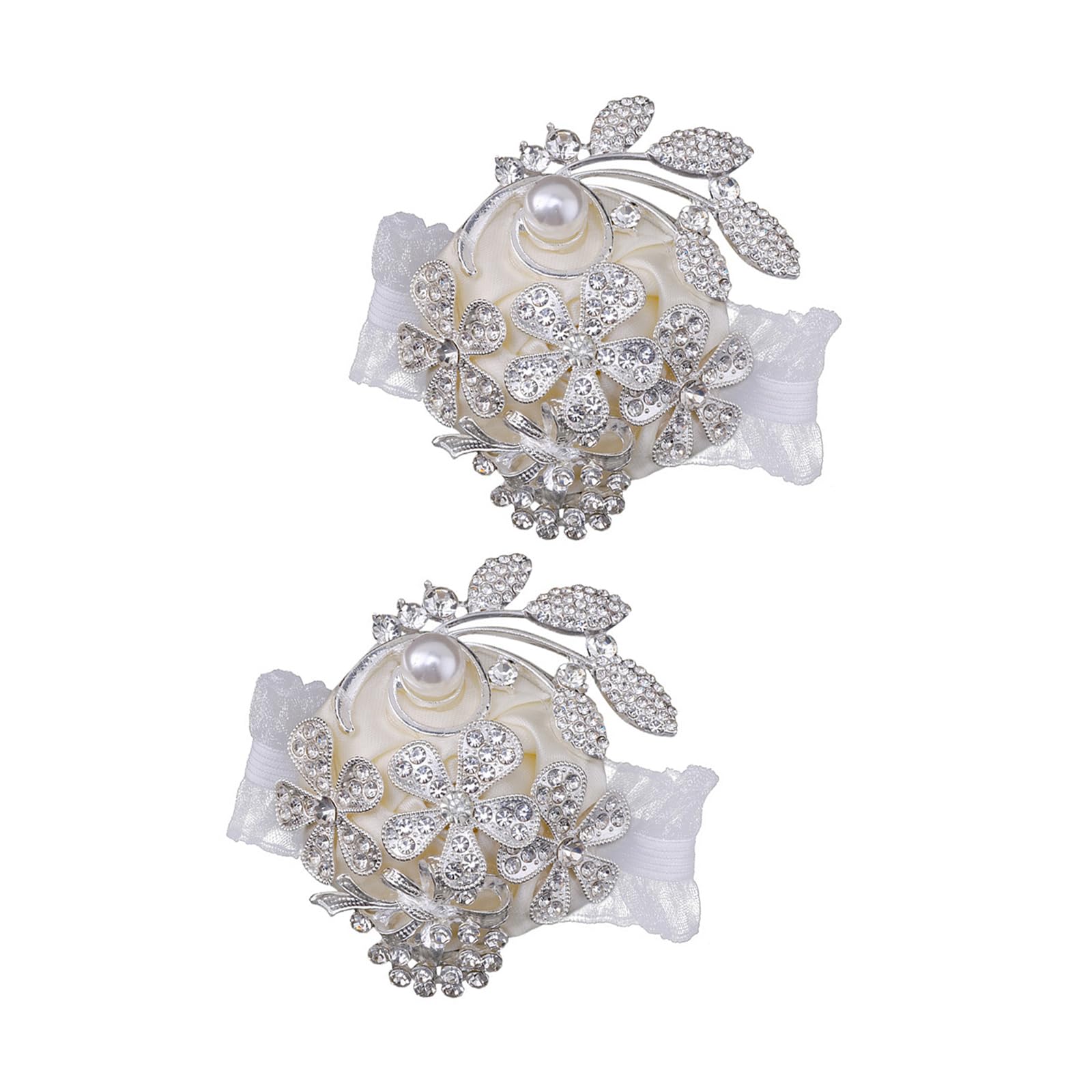 Kalttoy Realistic Pearls Ribbon Wrist Corsages Ribbon Pearls Wristlets for Bridal Showers Wedding Ceremony Party Supplies Bridesmaids Wrist Flowers