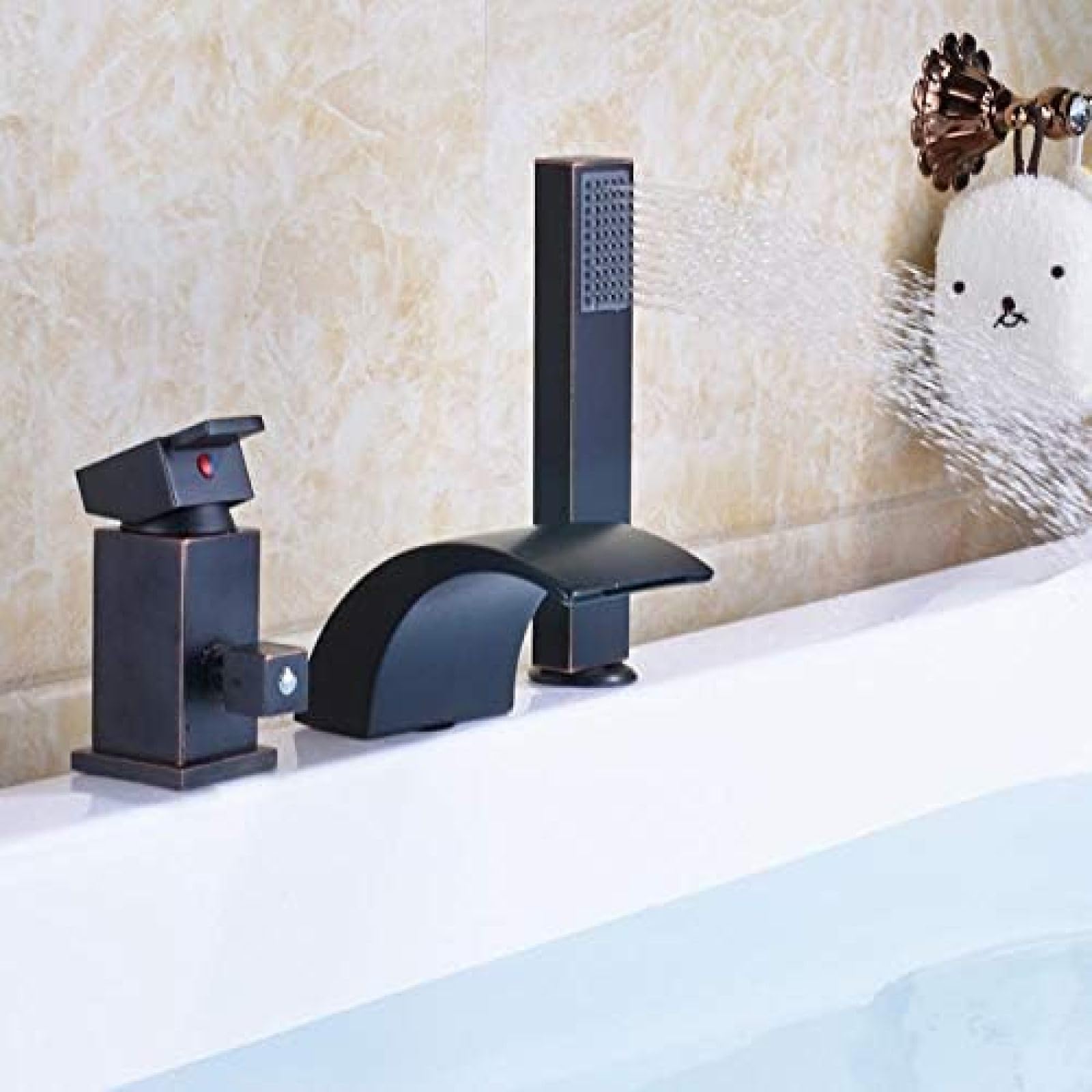 Robinet de baignoire et de douche mural avec bec cascade horizontal