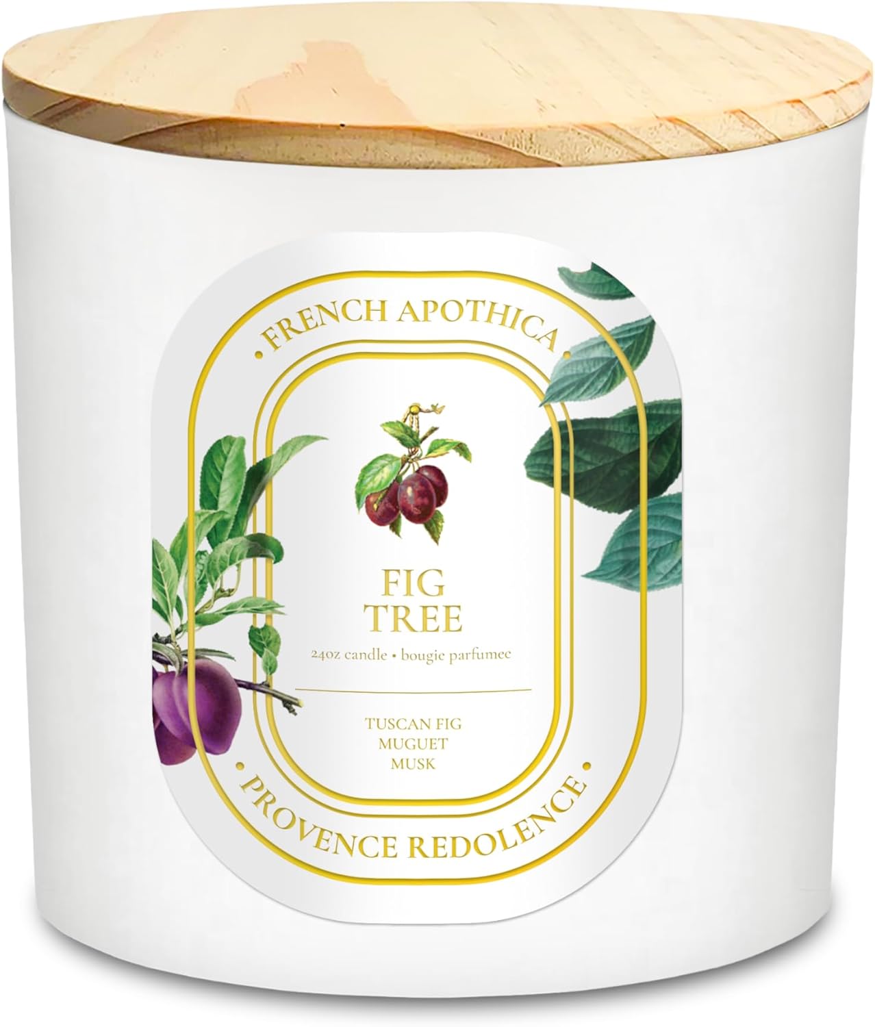 French Apothica Fig Tree Candle – Ripe Fig & Woodsy Winter Aroma, 24oz