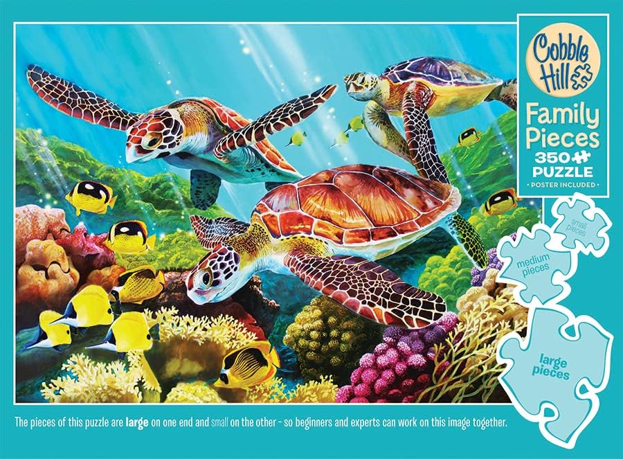 Miniatura 3 de Cobble Hill Family Piece's 350 Puzzle - Molokini Current - Muestra de póster incluido