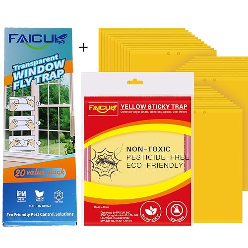 Faicuk 20Pack Clear Window Fly Traps + 30 Pack Dual-Sided