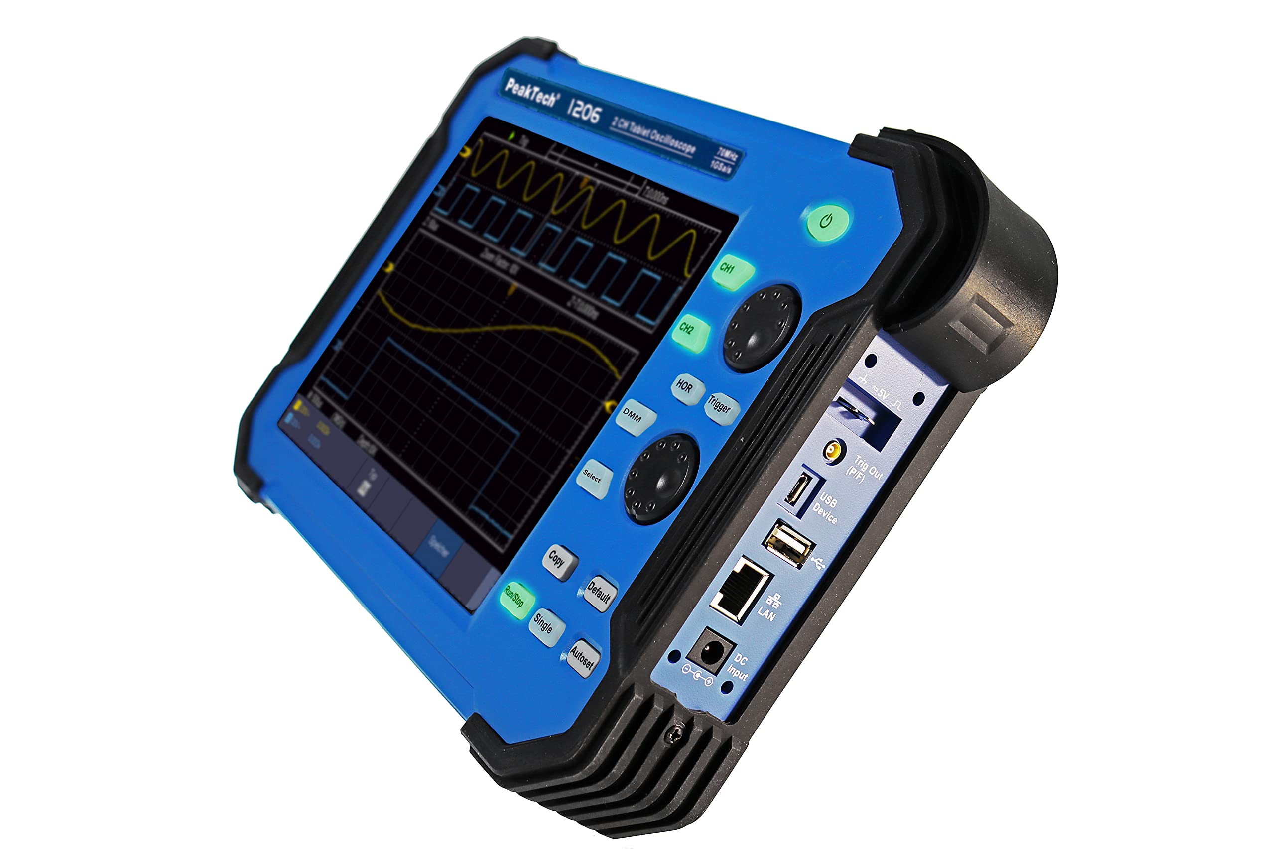 PeakTech P 1206 – Tragbares 2-Kanal Oszilloskop, Tablet oscilloscope, 8" Touchscreen, Elektronisches Messgerät, Multimeter, Digitales 70 MHz Akku Oszilloskop, max. Abtastrate 1 GS/s, 400V - CAT II