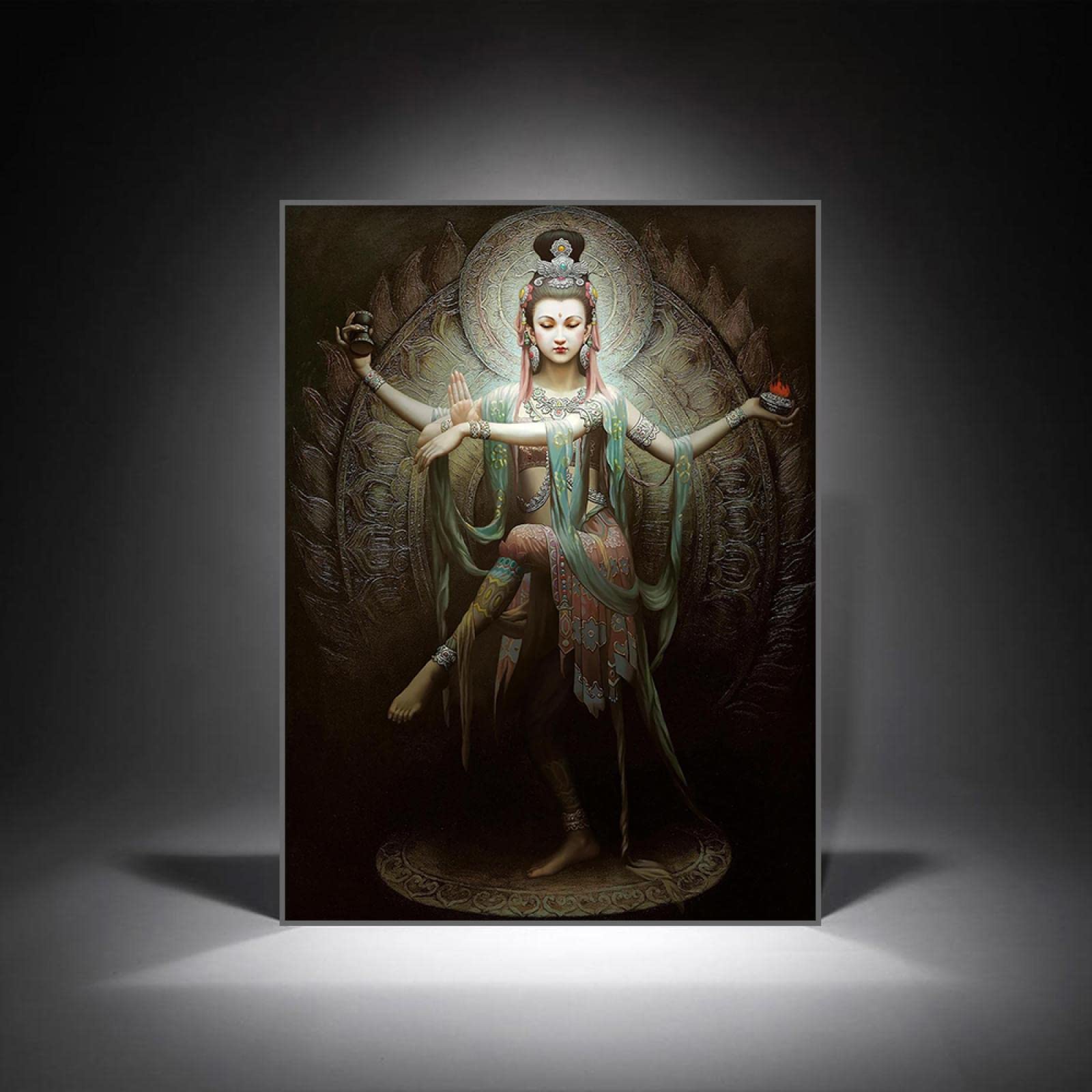 SDVIB Kwan-yin Guanyin Art Print of Poster Exhibition Buddha Canvas Paintings Drawing Posters Prints for Home Decor Canvas Print 50x70cm Frameless