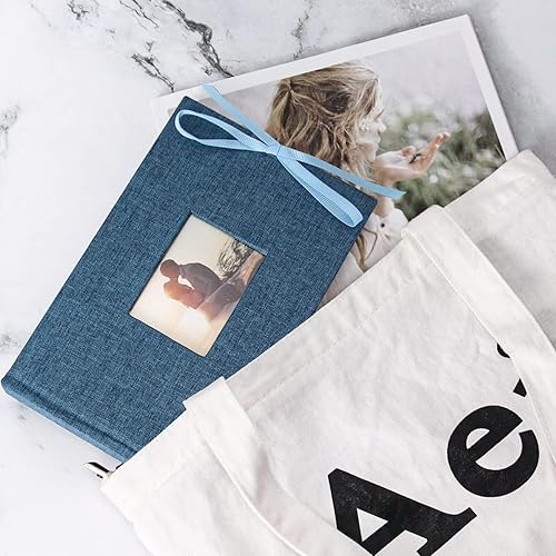 Miniatura 4 de Vienrose Álbum de fotos de 4 x 6 pulgadas, 50 bolsillos, cubierta de marco de lino con áreas de notas, libro de fotos, mini libro de fotos