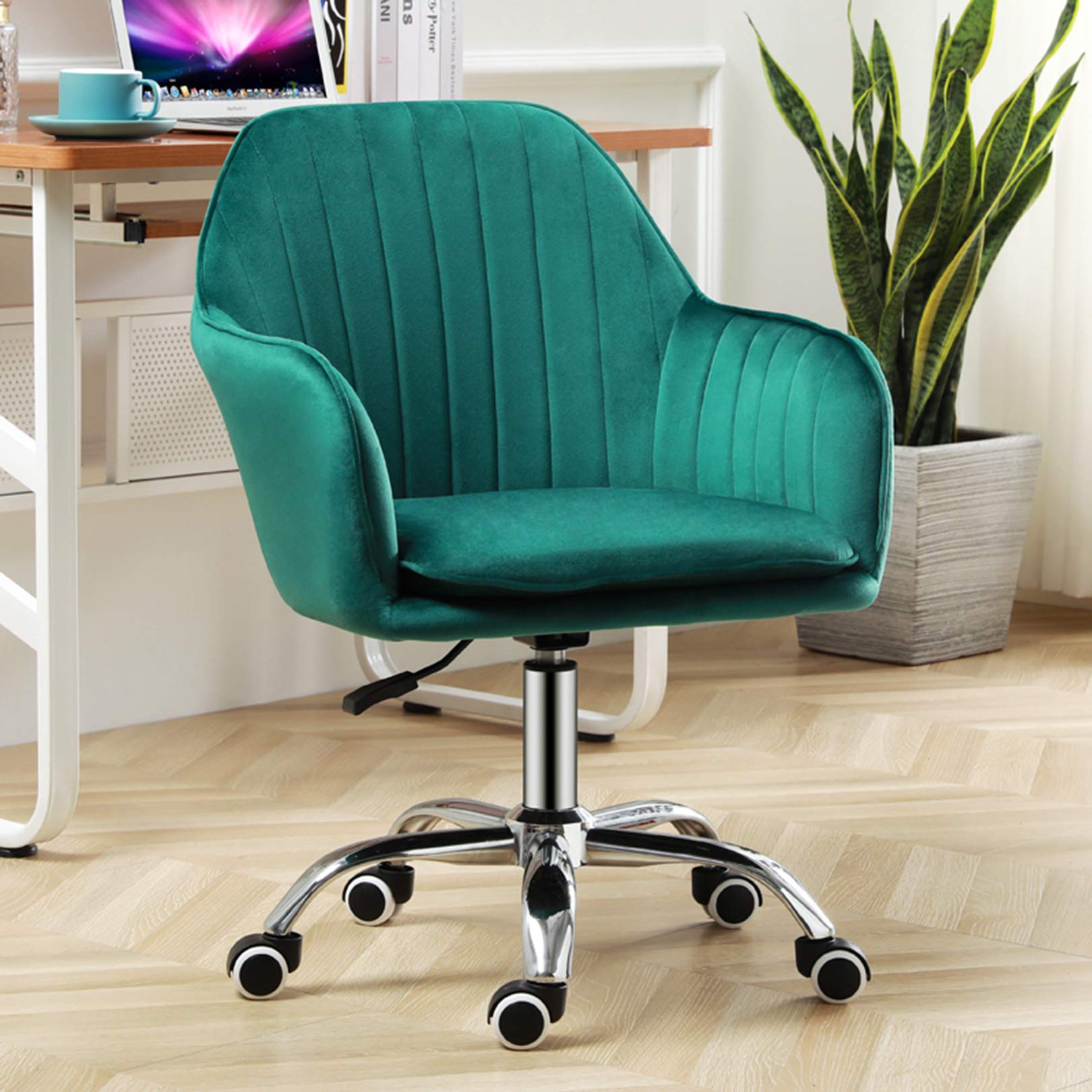Chaise de bureau pivotant en velours FLXHSA avec ajustement de levage
