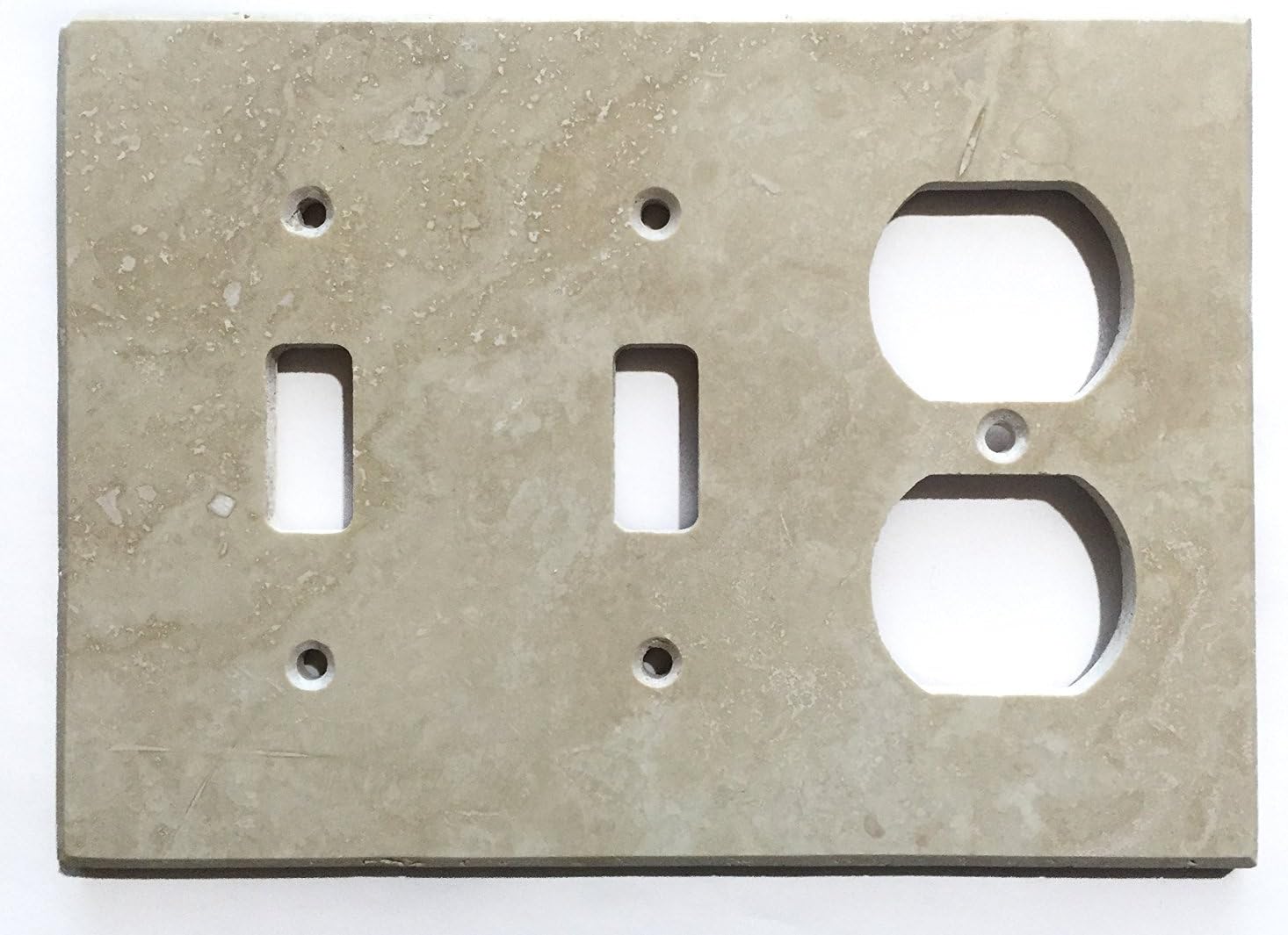 Turkish Ivory Travertine Real Stone Switch Plate Cover, Honed-2 Duplex