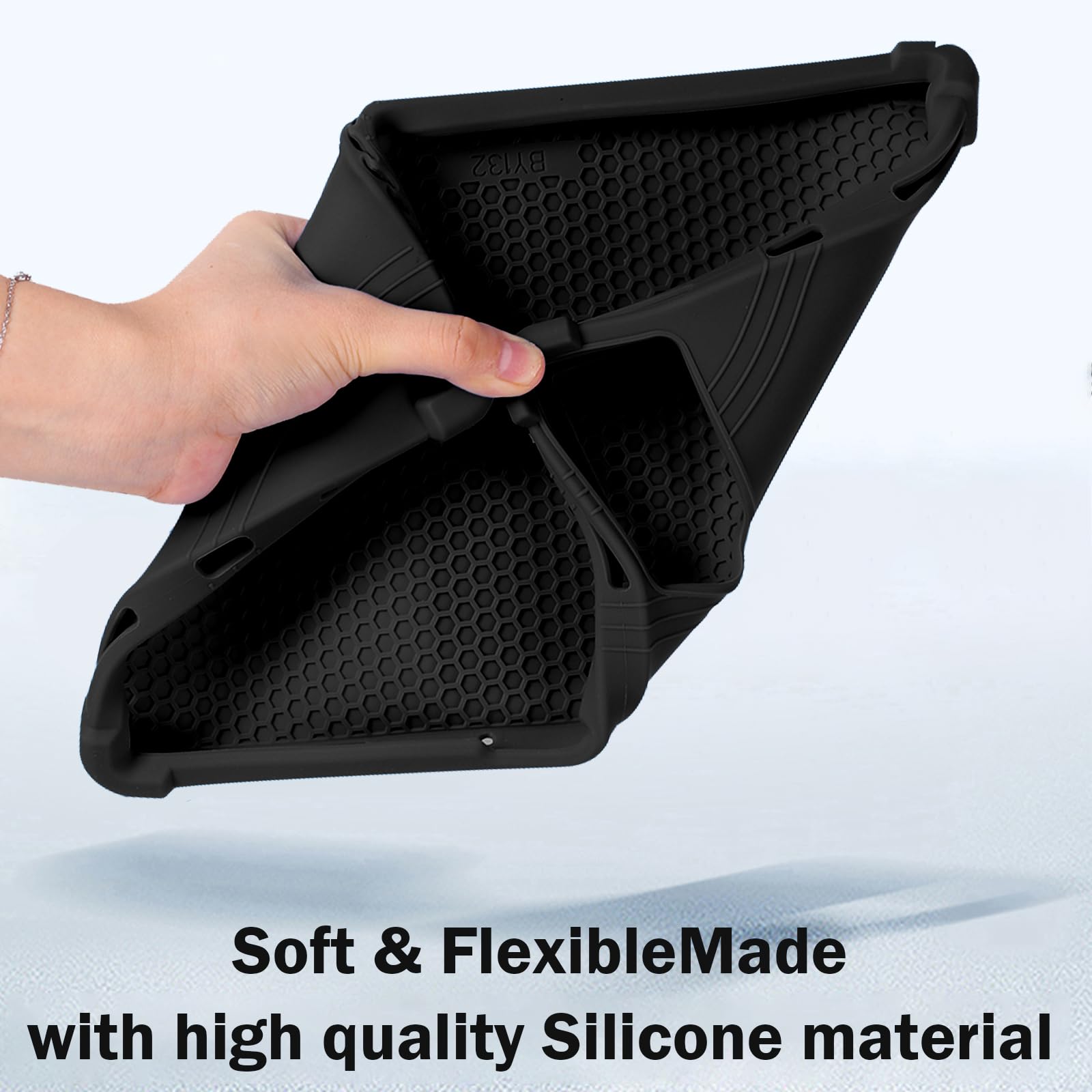 Custodia In Silicone Per DOOGEE U13 13″ – Antishock, Antigraffio, Con Supporto Regolabile, Colore Nero