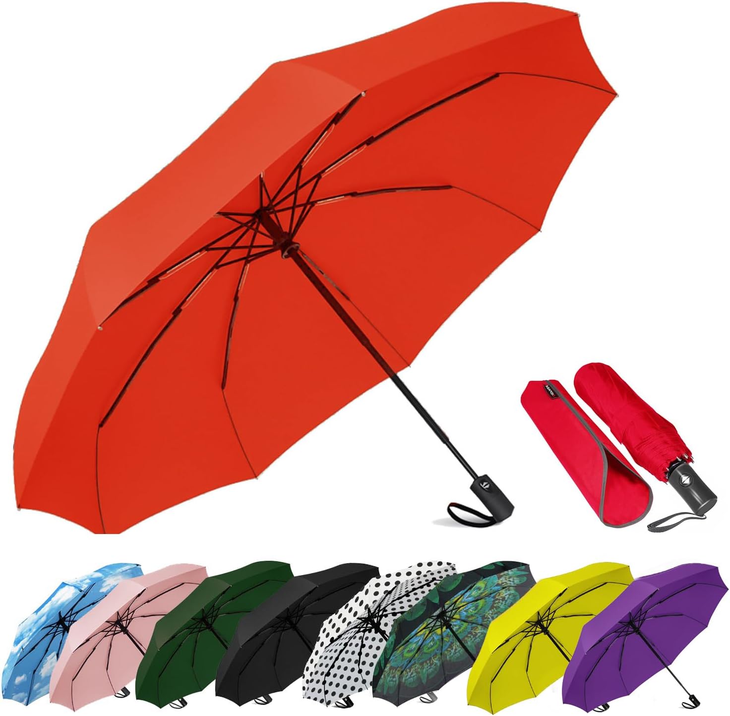 SIEPASA Windproof Compact Folding Compact Travel Umbrella Compact Portable Umbrella for Men Women Teens