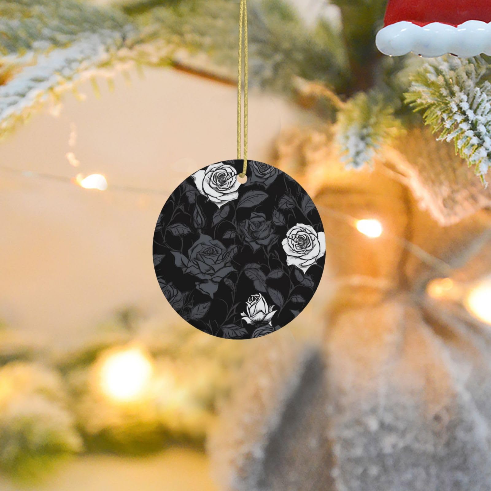 2025 Christmas Tree Decoration Hanging Round Ornament Rose Gothic Ceramic Ornaments Christmas Tree Decorations Round Pendants for Xmas Tree Winter New Year Party Supplies