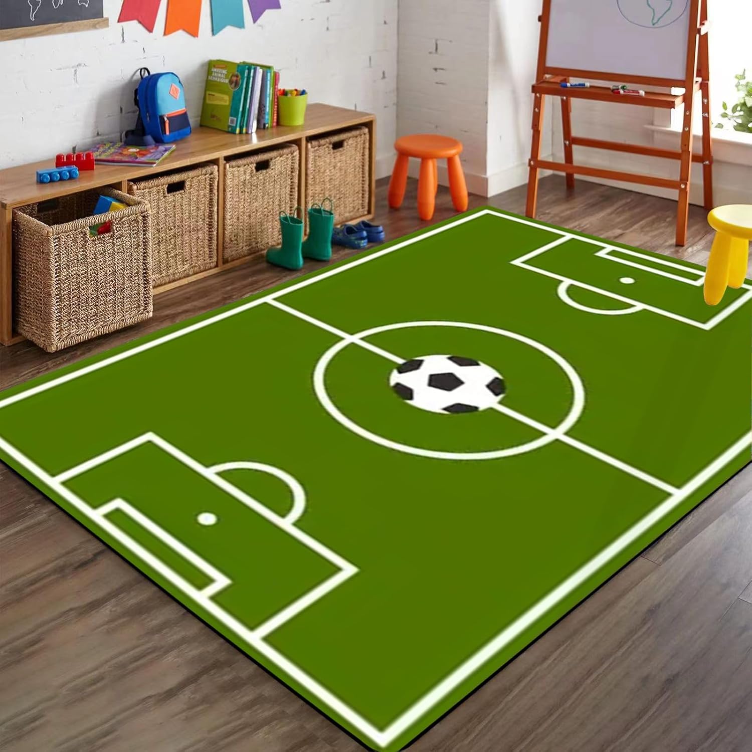 Sports Hockey Kids Rug, 2x6ft, Black White Ice Hockey Rugs for Bedroom, Cozy Ultra Soft Home Decor Carpet, Low Pile Absorbent Anti-Slip Rug for Floor Hallway Family Living Room