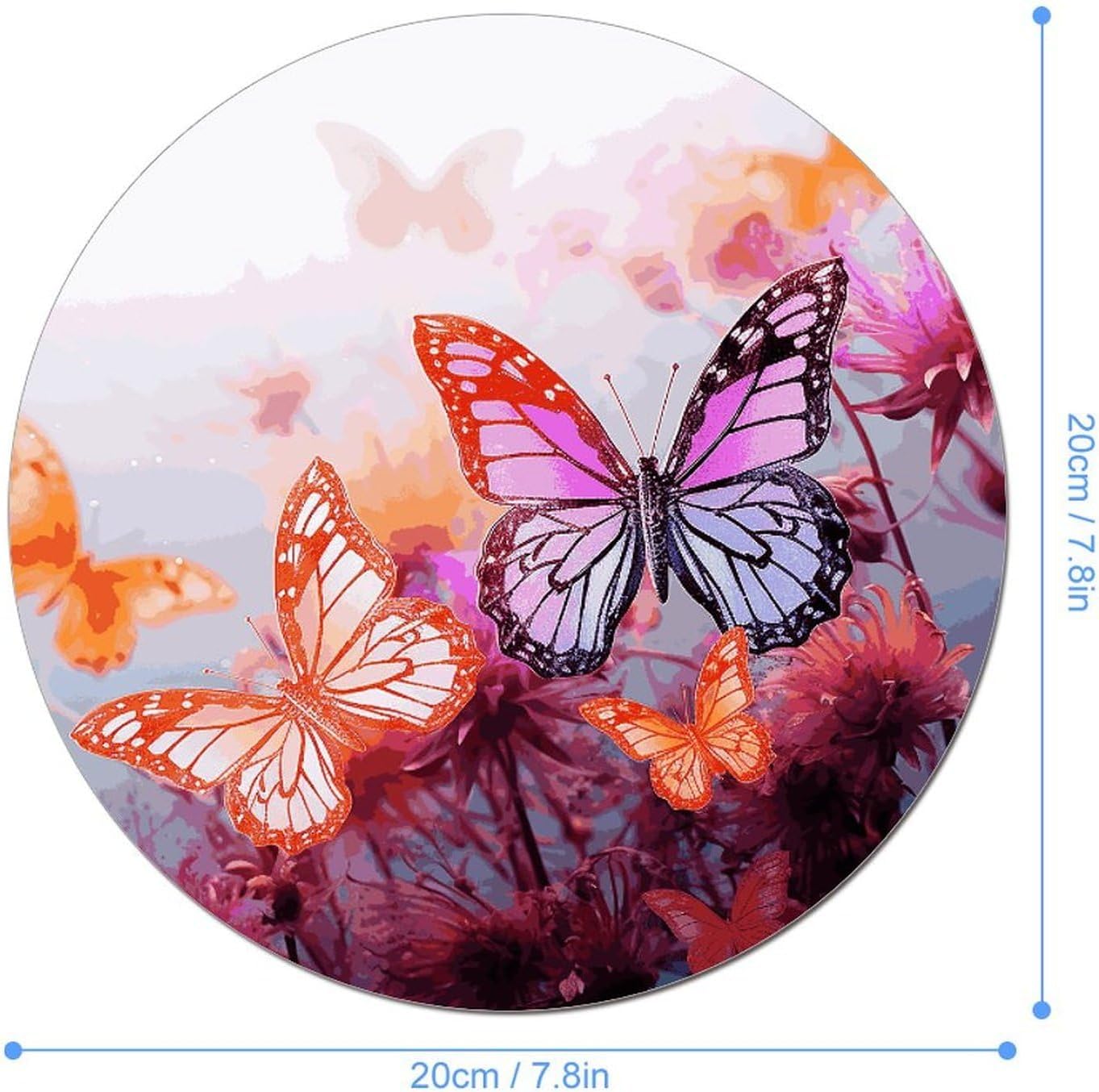 Round Color Butterfly Flower Mouse Pad Cute Small Computer Mouse Mat Funny Mousepad with Non-Slip Rubber Base Waterproof Travel Mousepads for Home Decor Office Desk Accessories 7.8in image 2