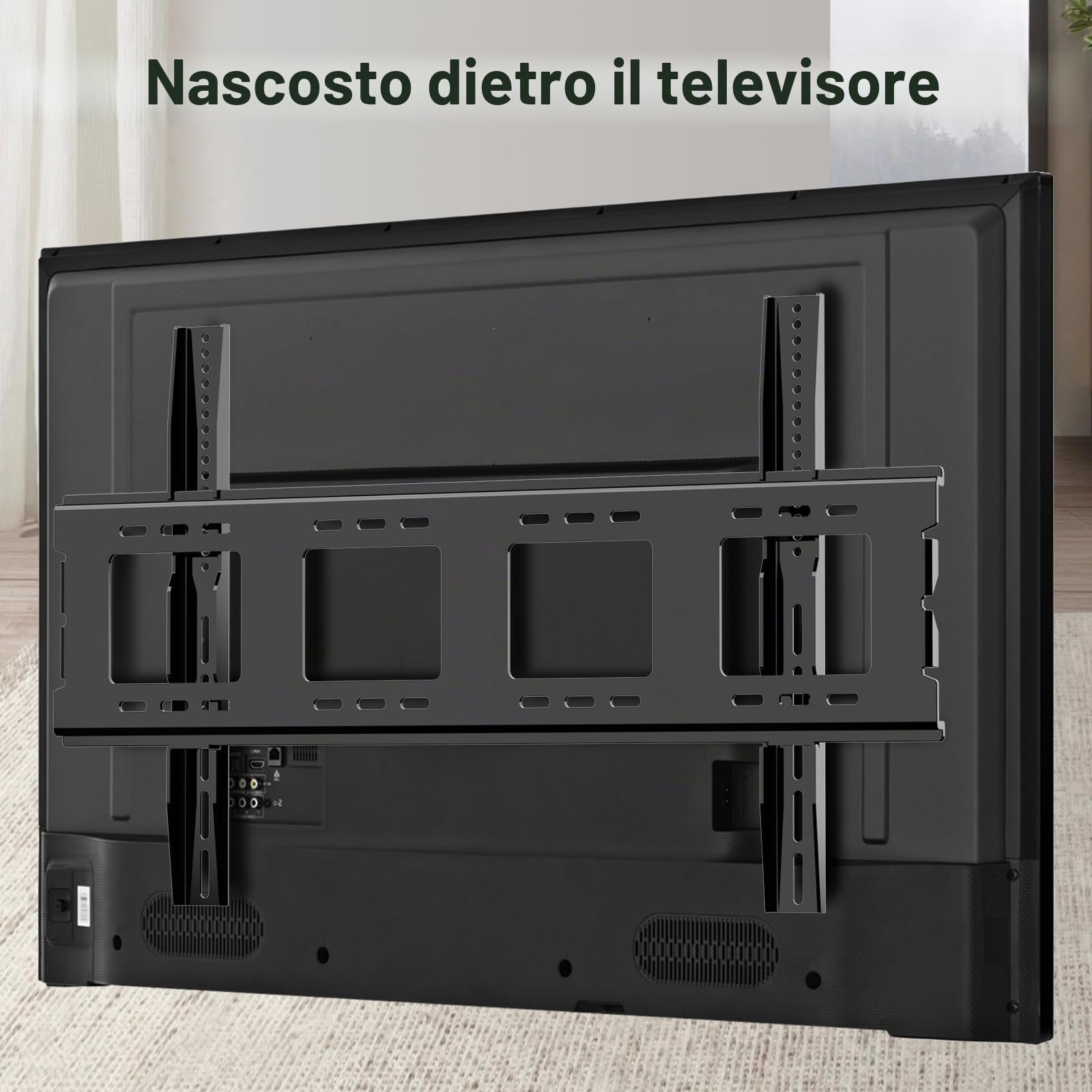 Supporto da parete per TV fisso da 50 a 120 pollici, resistente e curvo, max. VESA 900 x 600 mm, può contenere fino a 125 kg, ultra sottile e pesante, montaggio a parete 75 80 85 90 100"