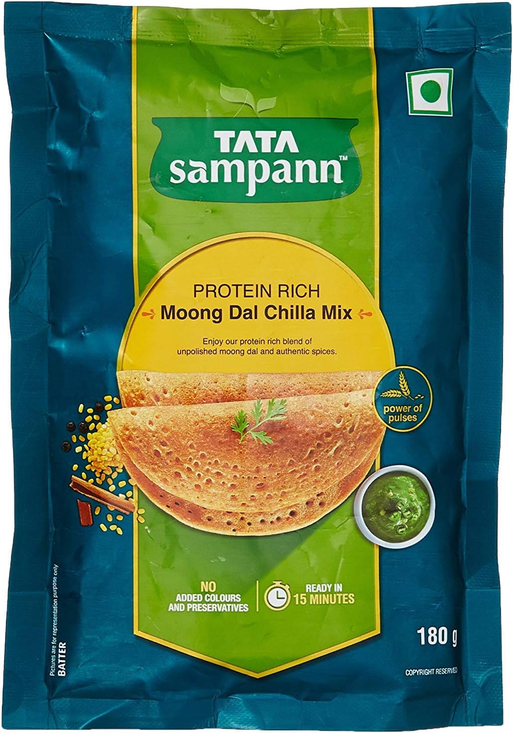 Tata Sampann Moong Dal Chilla Mix, 180 g by "Bharat Bazaar"