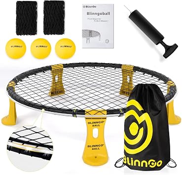 Roundnet Ball Game Set with Lights Includes 3 Balls, Playing Net and Competition Net, Bag, Pump and Instructions, Enjoy Beach Games with Roundnet Outdoor Games Set