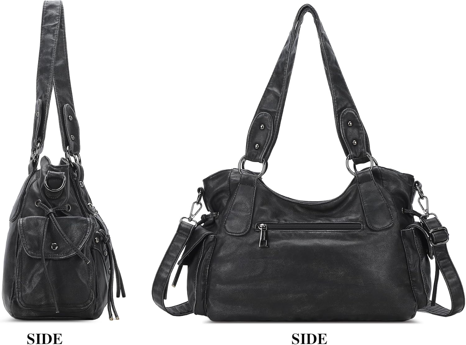 Angel Kiss Hobo Bag for Women Retro Leather Purses and Handbags Roomy Soft Ladies Satchel Bags with Crossbody Strap - Image 6