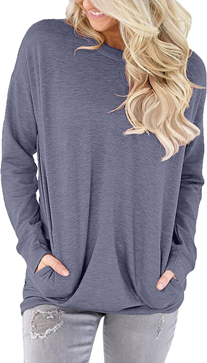 onlypuff Long Sleeve Tunic Top for Women Casual Loose Fitting Fall Fashion Clothing with Pockets - Image 3