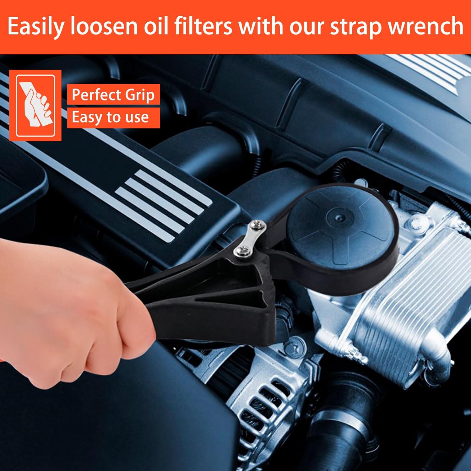 Rubber Strap Wrench Set, 2-Piece Heavy Duty Adjustable Rubber Belt Wrench for Oil Filter, Plumbing, Pipe, Jar Opener, Shower Head Removal (4" & 6")