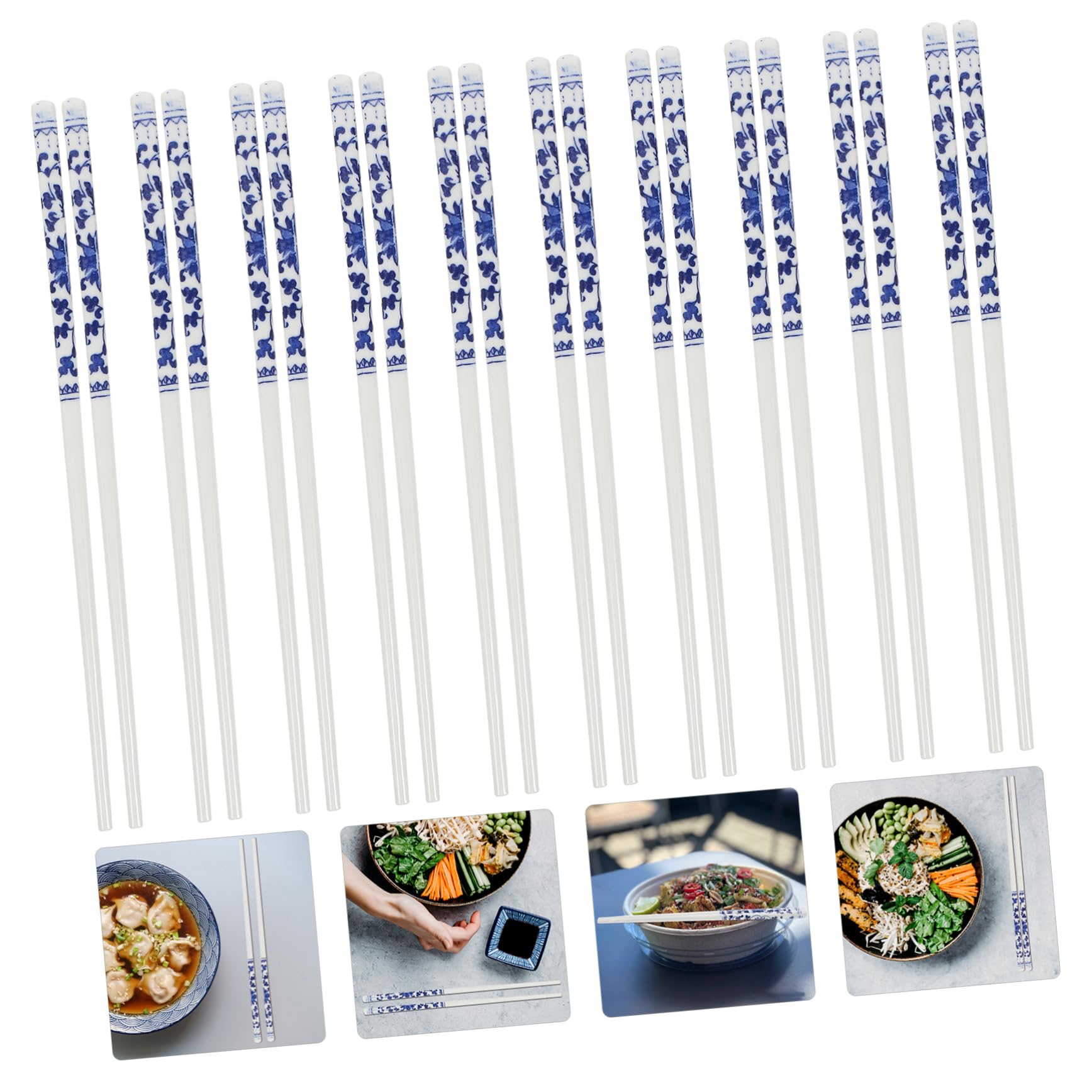 VOSAREA Baguettes Chinoises en Céramique Style Chinois, 10 Paires, Réutilisables et Résistantes aux Éclats, Maison Repas de Thanksgiving