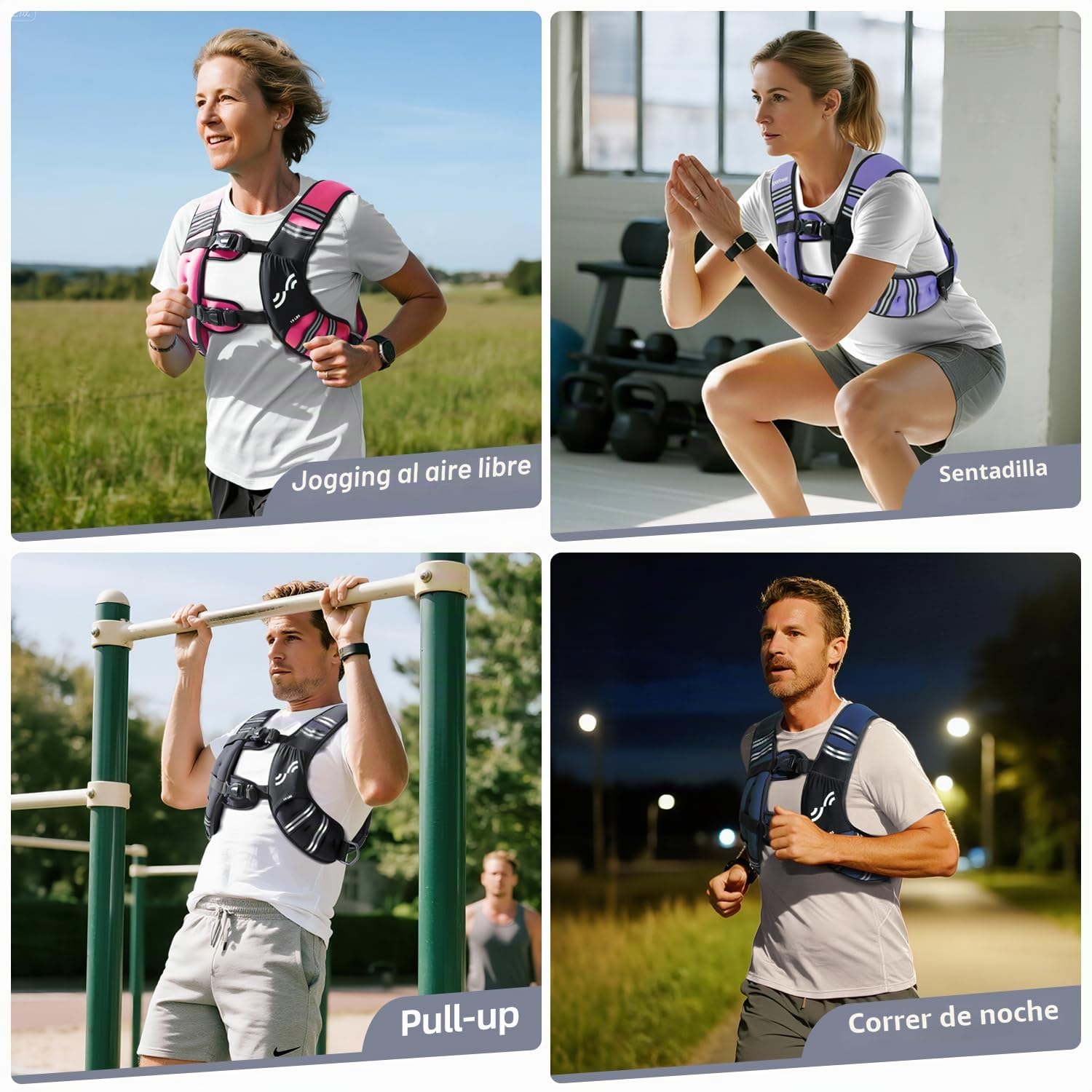 Sportneer Chaleco con peso para entrenamiento de correr, 8 libras/5,4 kg/11 kg, chaleco de peso con rayas reflectantes para fitness y construcción