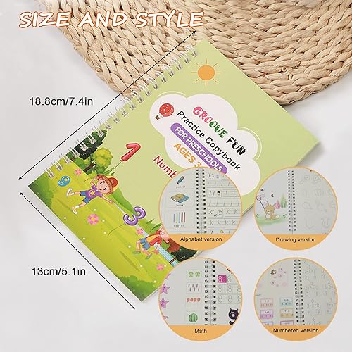 Miniatura 2 de BangBoom Paquete de 4 libros de escritura a mano ranurados para práctica mágica, cuaderno de escritura cursiva, combinación de ranuras, caligrafía