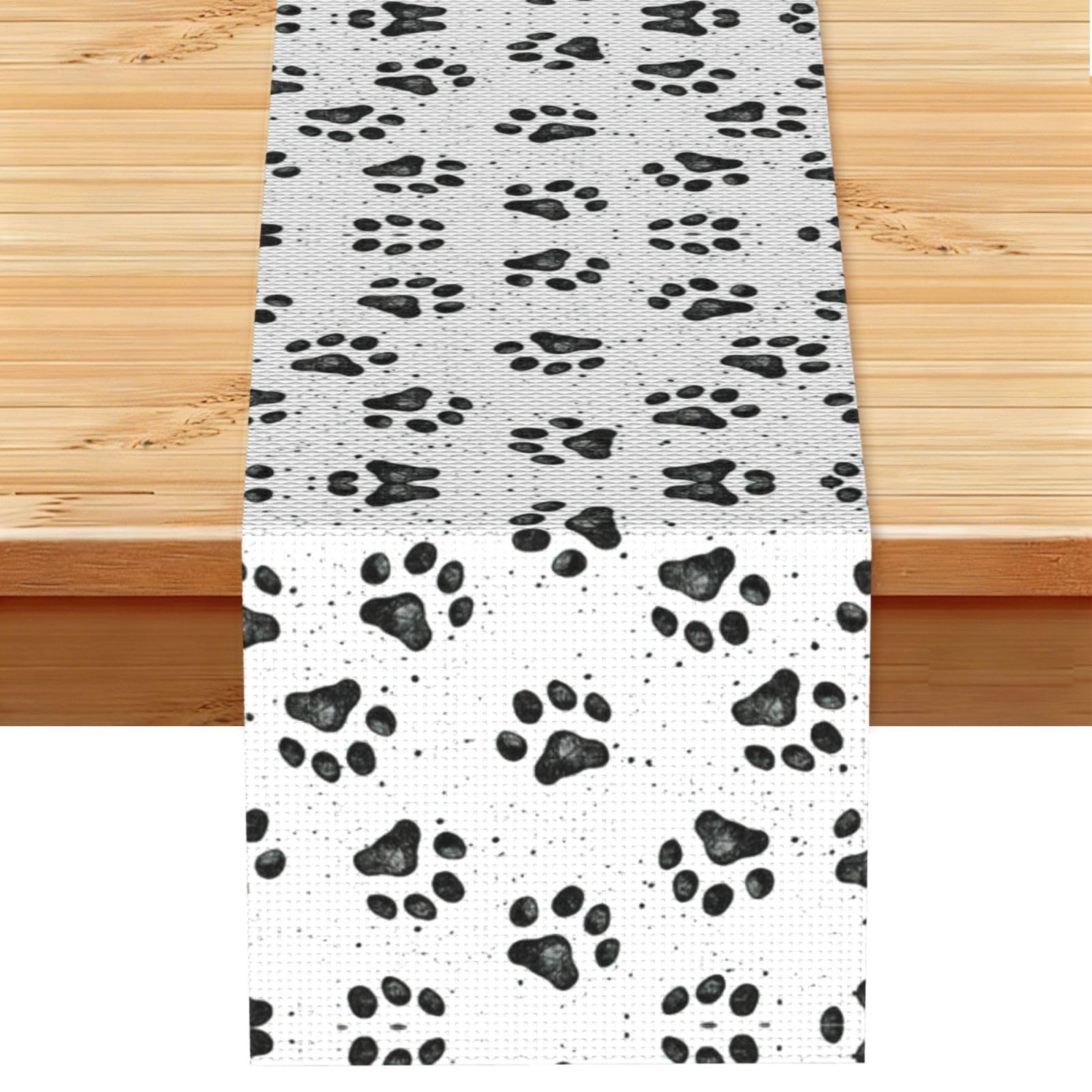 Dog Paw Pattern Printed Dining Table Runner 13x72 Inch, Non-Fading Decor for Kitchen Dresser Fireplace Mantel