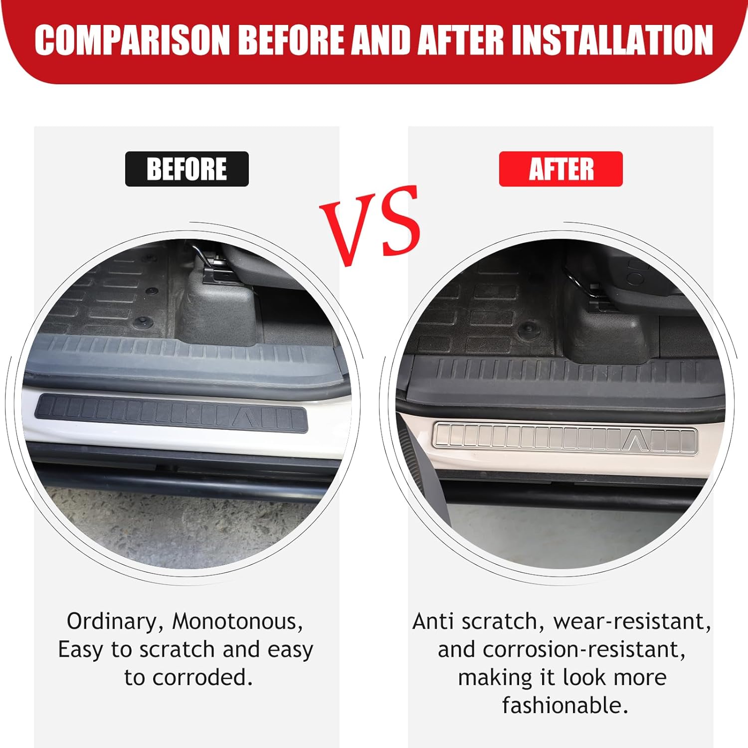 Premium Stainless Steel Door Sill Scuff Plate Guards Compatible with Ineos Grenadier 2020-2024 Front and Rear Door Entry Protector Trim Decals Accessories (Car Door Exterior Sill, Silver)
