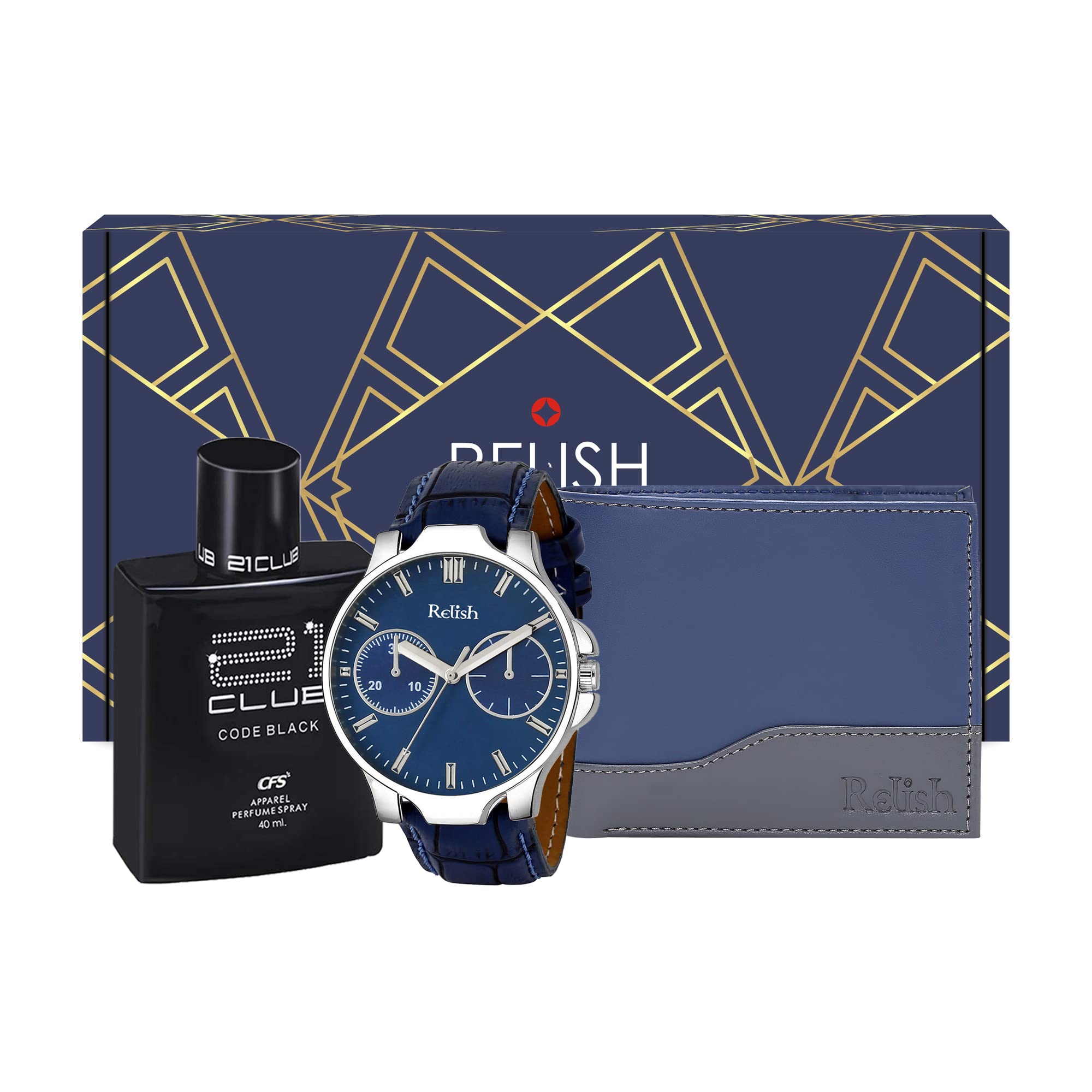 Relish Blue Dial Analog Watch, PU Wallet with Perfume for Men Combo Pack | Birthday, Diwali Gifts | RE-PE507WW (B09GMBD8WL) Amazon Price History, Amazon Price Tracker