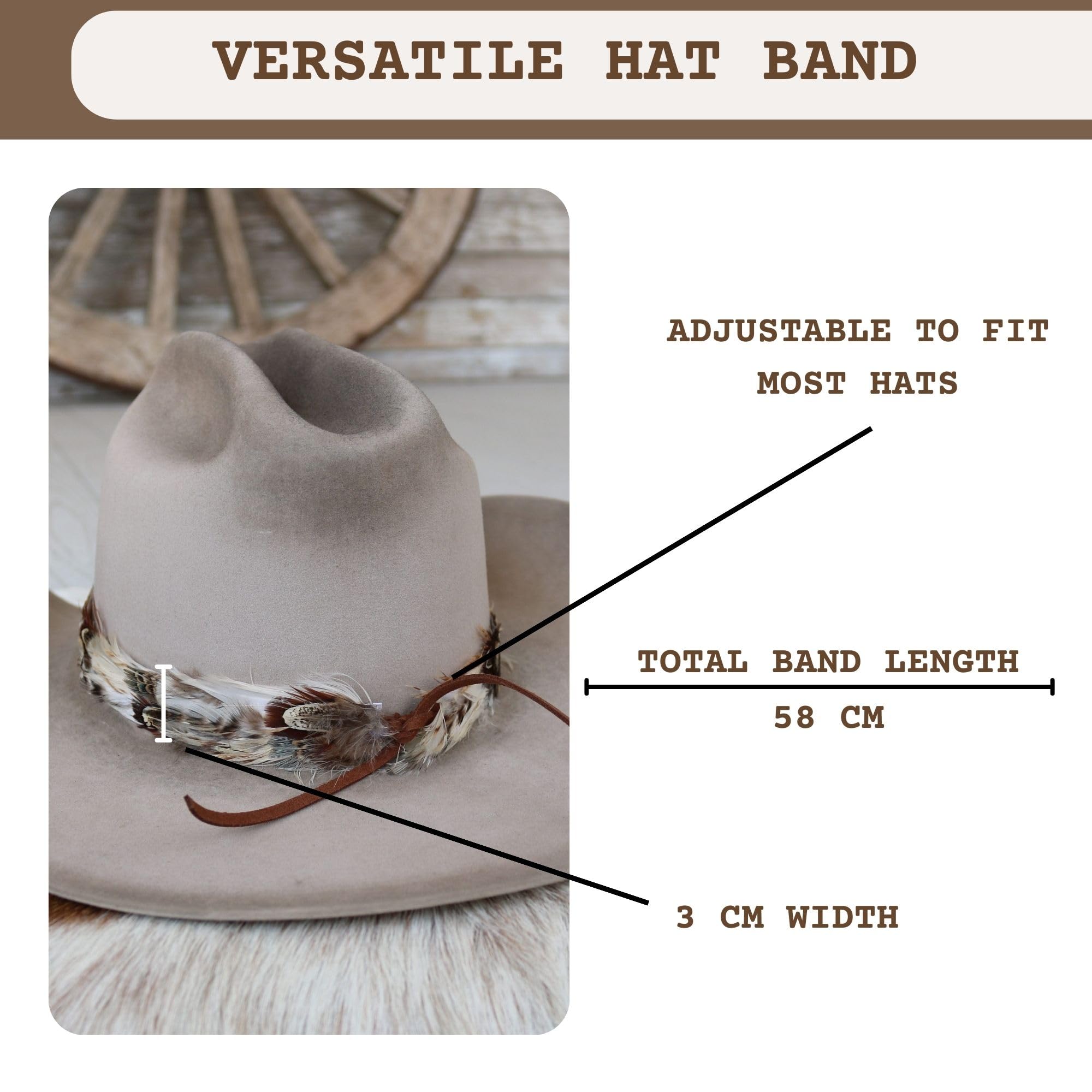 6864 Feather Hat Band Black Onyx Gemstone Bead Weave One Size Adjustable Feather Hat Band for Cowboy Hats, Fedoras, or Felt – 100  main image 2