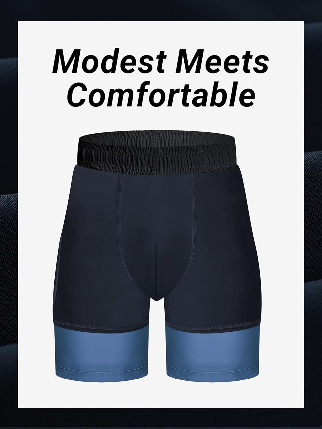 Arcweg Mens Swim Trunks with Compression Liner 2 in 1 Beach Swimming Trunks Quick Dry Swim Shorts with Zipper Pockets - Image 4