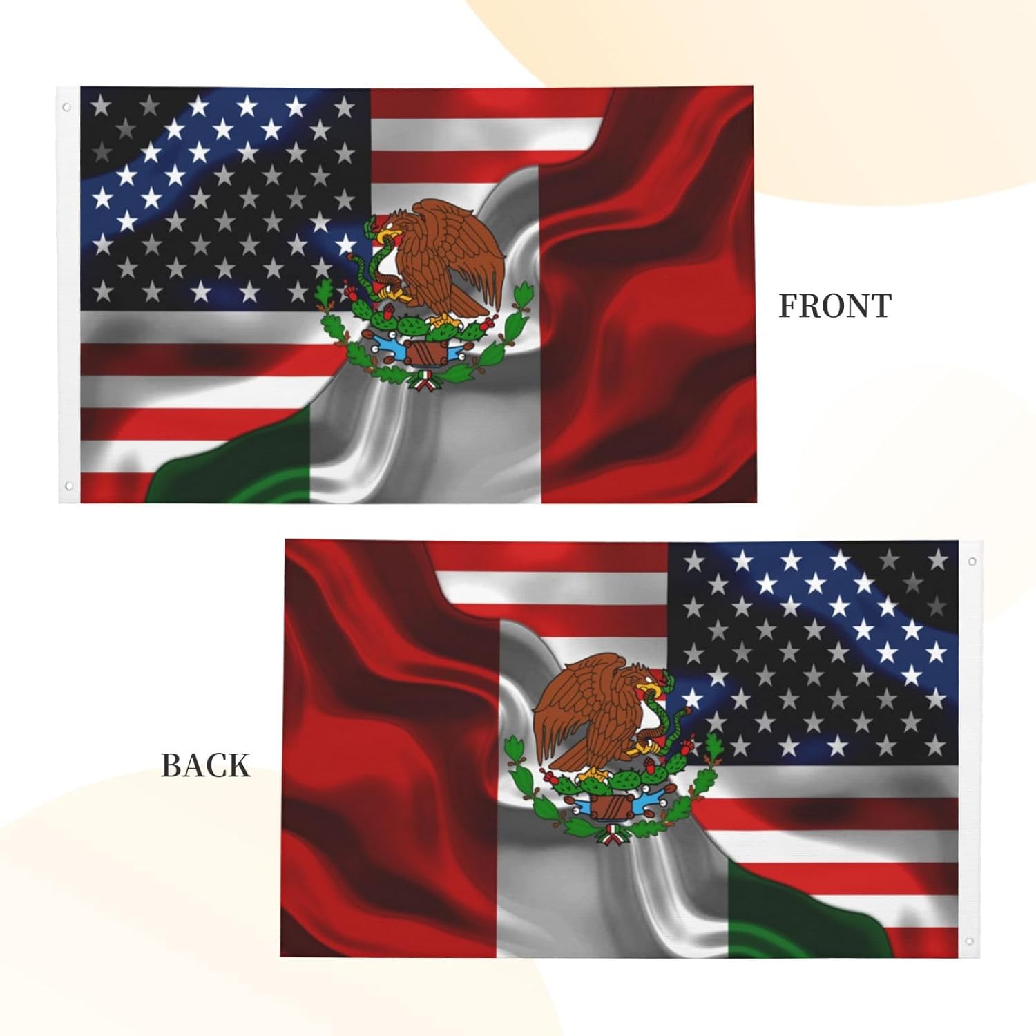 Mexican American Flag Usa México Mexico America Flags 3x5 Ft Double-Sided Printed Indoor/Outdoor Polyester Decoration Banner Brass Grommets 3x5 Foot National Flags For Outside - Image 4