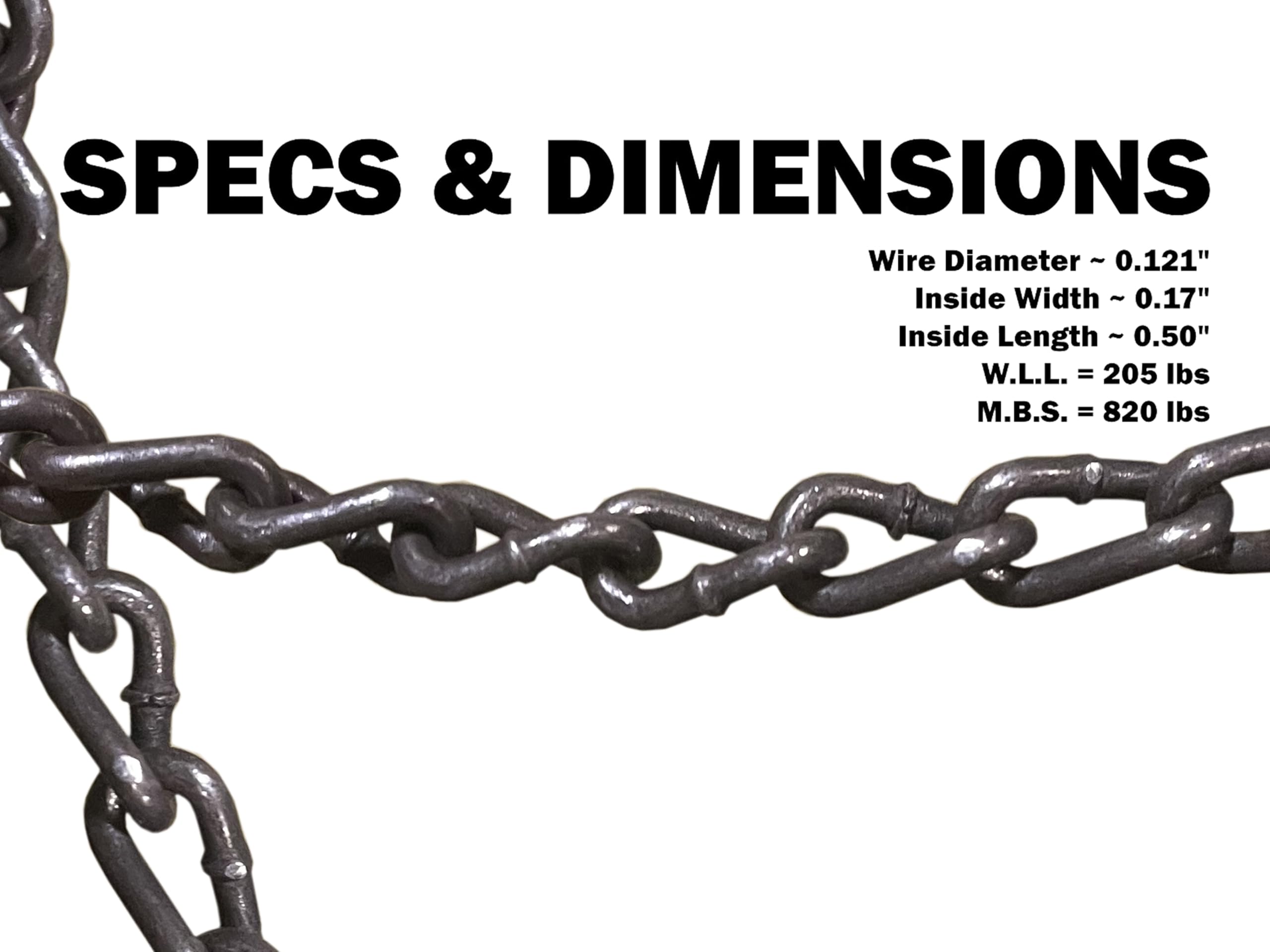 #4 Twist Link Machine Chain Bright Polished 205 LBS Working Load - Rigging (100 FT) | Utility Rigging Misc. Chain