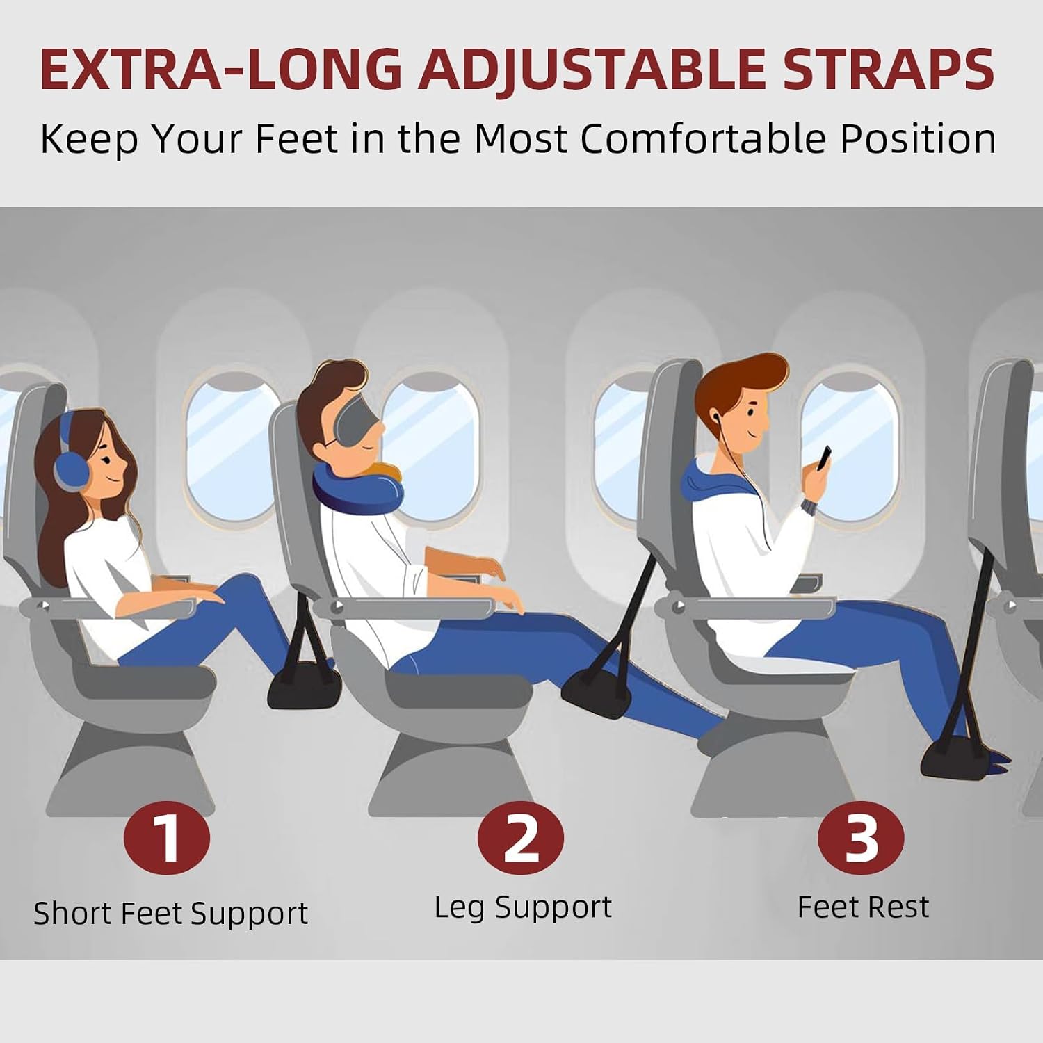 SZXYX Foot Hammock for Plane Travel (2 Pack), Memory Foam Airplane Foot Hammock Provides Foot Rest for Air Travel, Portable Airplane Travel Essentials & Long Flight Must Haves