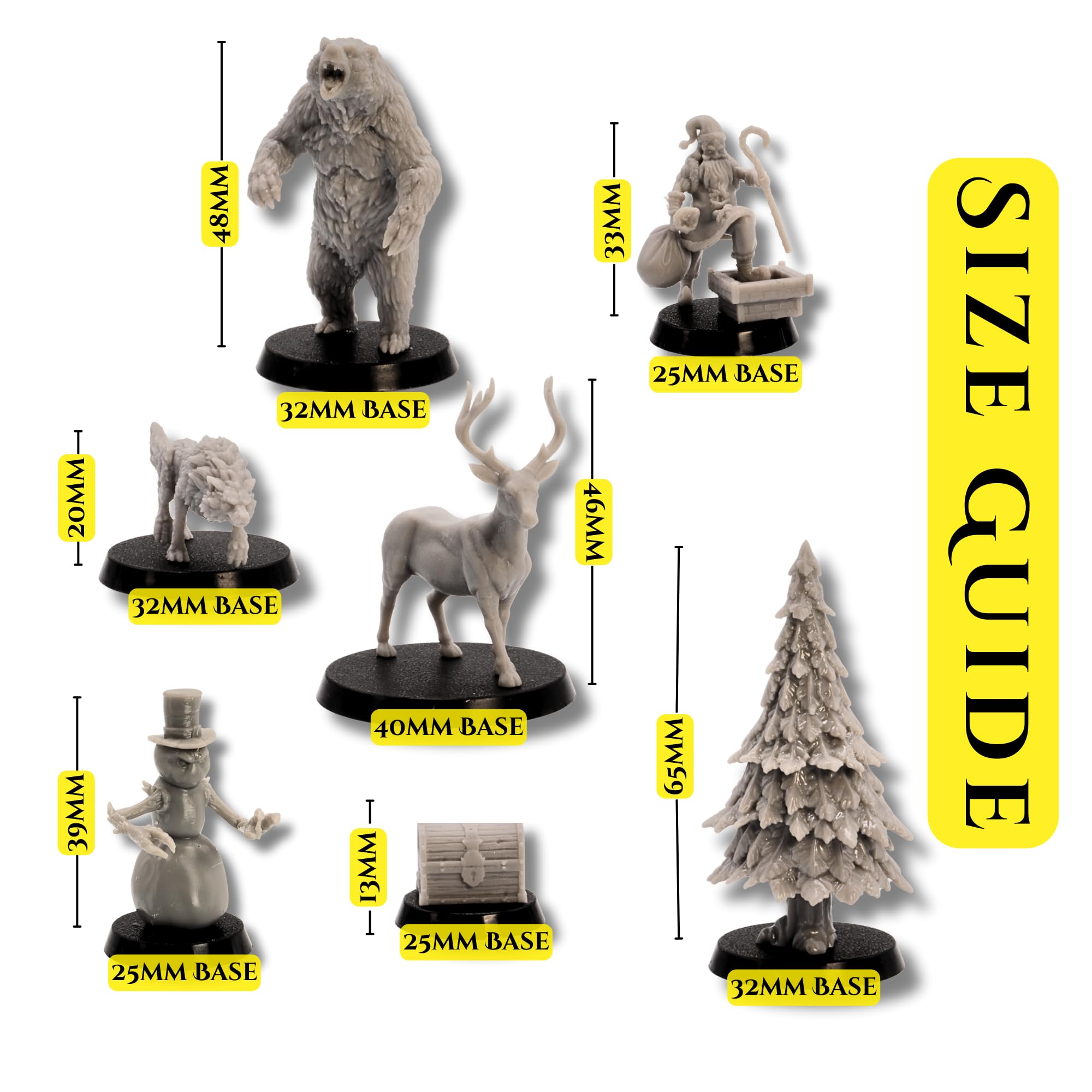 Christmas DnD Starter Set - 13 Resin Miniatures (Santa, Mimics, Snowmen, Forest Animals & More) for Tabletop RPGs - Image 2