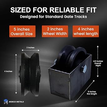 4 Cast Iron V Groove Wheel - Roller Bearing Residential Rolling Gates - with Cover Box- 1 Wheel