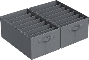 Niviy Organizador Armario Ropa Caja Ordenar Pantalones Plegable para Jeans,Bufanda,Camisetas Separadores De Cajones con 7 Compartimentos 44x30x20cm 2PCS