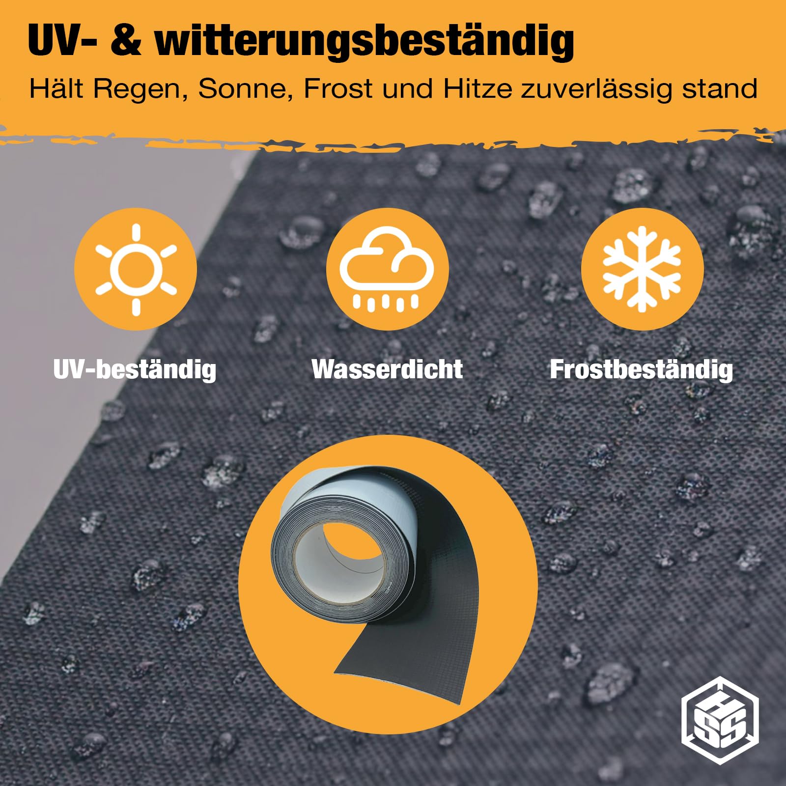 HSS Butylband EPDM 1,3 mm gewebeverstärkt – 10 cm x 5 m selbstklebendes Reparatur- und Abdichtungsband – wasserdicht, UV-beständig, flexibel & haftstark