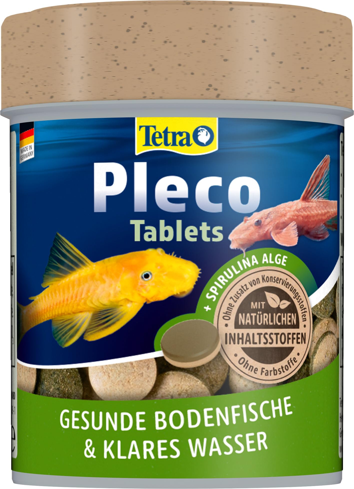 Tetra Pleco Tablets – Nährstoffreiches Fischfutter für alle pflanzenfressenden Bodenfische (z.B. Welse), 275 Tabletten Dose