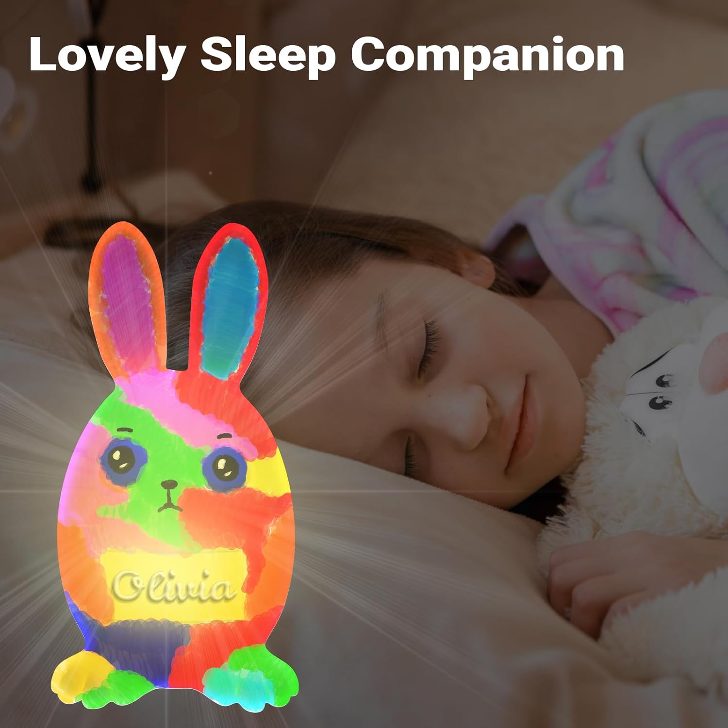 Paint Your Own Bunny Lamp Kit: DIY Easter Gifts for Kids, Easter Basket Stuffers Essentials, Arts and Crafts Kit for Kids, Custom Name Egg Night Light, Birthday Gifts for Boys Girls Ages 3 4 5 6 7 8+