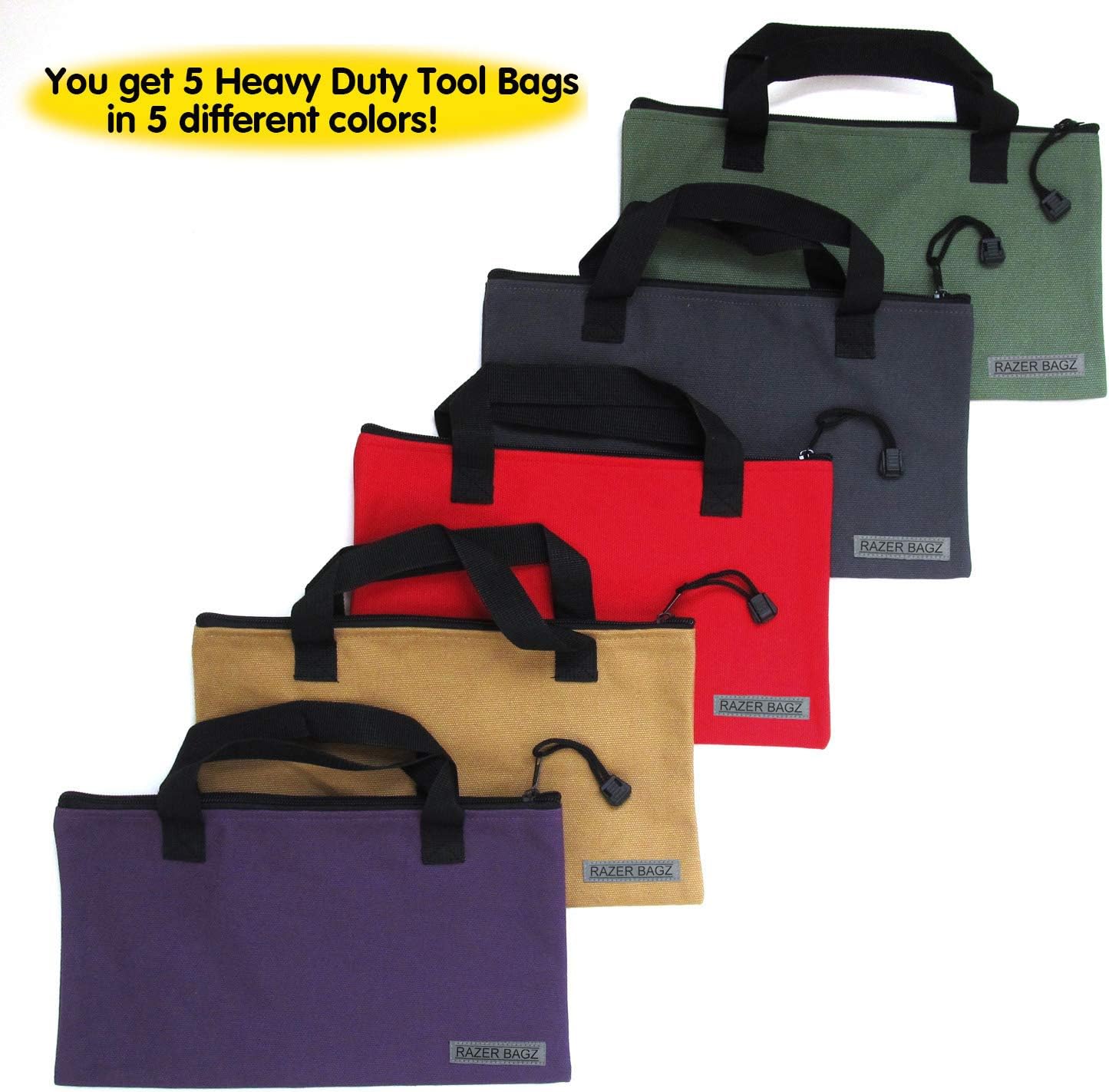 Rugged Canvas Tool Bags, Heavy-Duty Tool Organizers, Tool Holders (Set of 5) - Image 8