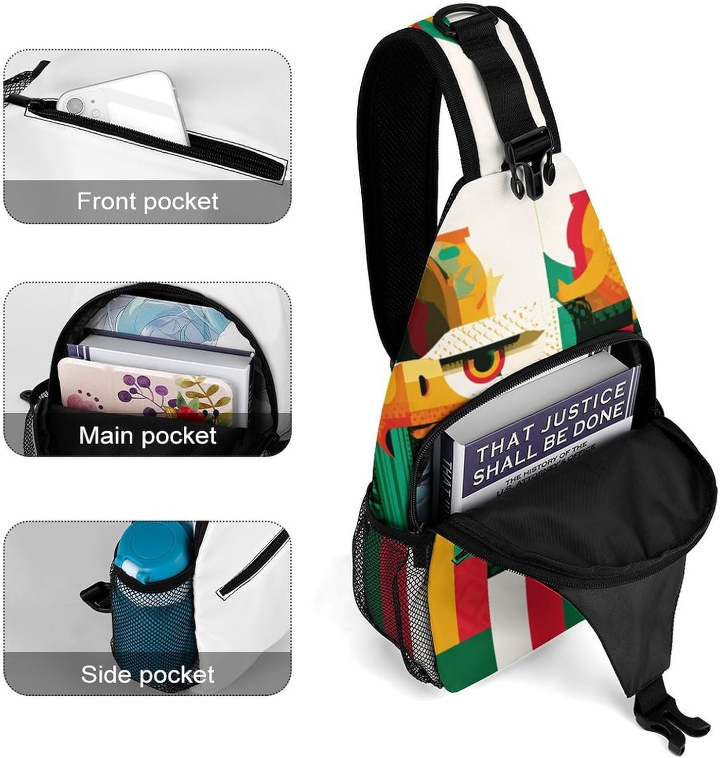 Bird Cactus Sling Crossbody Bag Lightweight Chest Shoulder Backpack for Outdoor Sports