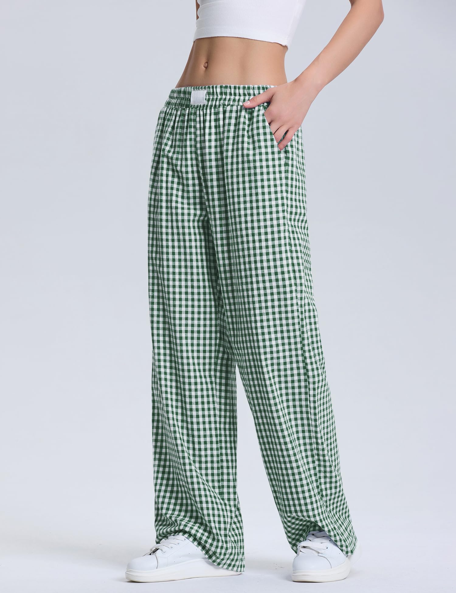 Rapbin Pantalones de pijama para mujer, ropa de dormir de algodón suave, casual, para verano, 2025, con bolsillos, ropa de dormir