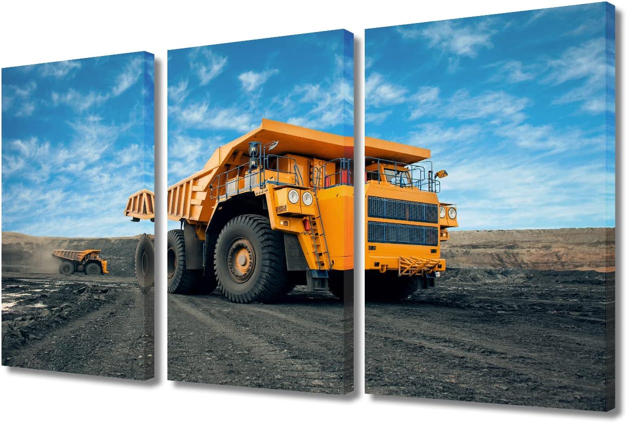 Amazon.com: TUMOVO Heavy Organge Excavator Wall Art for Living Room 3 ...