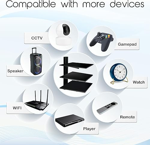 Miniatura 6 de Estantes centrales de entretenimiento de pared - Estante para proyector - Estantes flotantes para TV, reproductores de DVD, consolas de juegos,