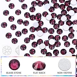 SS12 Non Hotfix Flatback Glass Nail Gems Crystals for Crafts, Makeup Bags, Shoes & DIY Decoration (1440pcs, Amethyst)