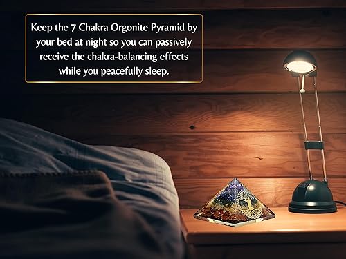 Miniatura 7 de Amazing Gemstone Pirámide de orgón curativo de 7 chakras para energía negativa y protección EMF Pirámide de meditación de piedra de chakra natural
