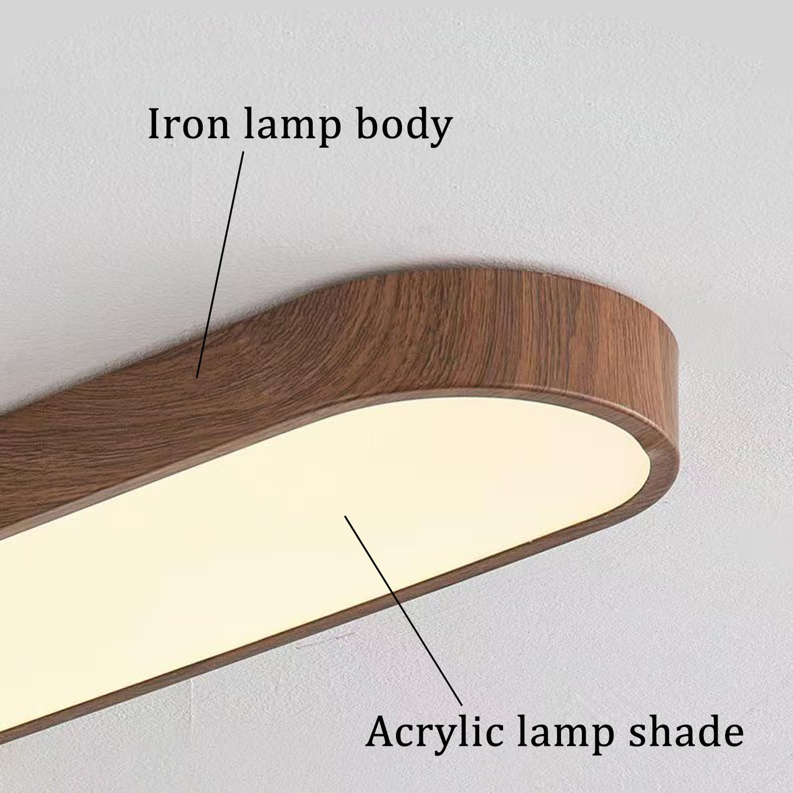 LED Lámpara de Techo con Mando a Distancia Regulable Moderno Plafon de Techo 3000K-6500K Minimalista Metal Lamparas Techo para Dormitorio Sala de Estar Pasillo Restaurante (Madera Oscura,120cm)